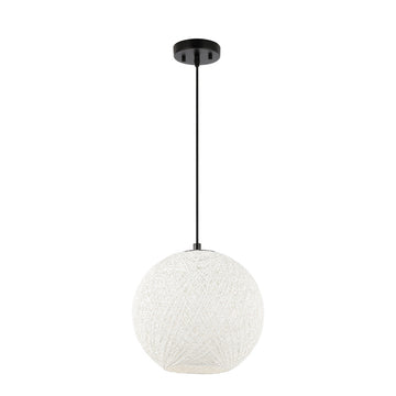 Lacey Bohemian Minimalist Iron/Rope Woven Globe LED Pendant - JONATHAN Y